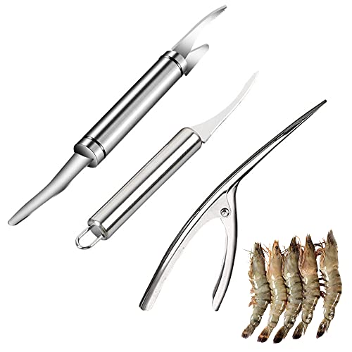 LONGHAO 3 Pcs,5-In-1-Multifunktionales Garnelenschnur,Edelstahl Shrimp Peeler,Shrimp Peeler,Garnelenschalenmesser,Garnelenlinienmesser,Edelstahl-GarnelenschäLer-SchäLwerkzeug,Garnelenreinigungs von LONGHAO