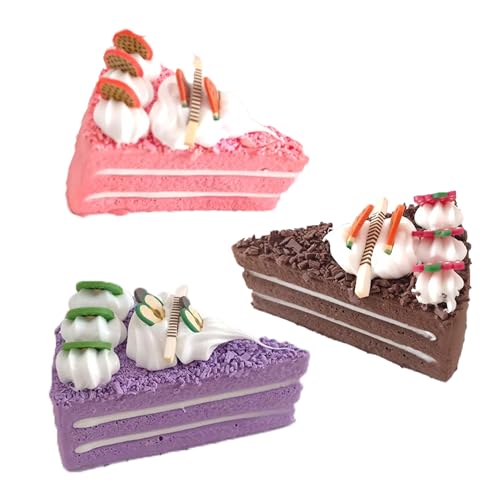 LONGHAO 3 pcs Künstliche Simulation Kuchen,Künstliche Kuchen Fake,Simulation Dreieck Kuchen,Realistische Künstliche Kuchen,Künstliche Lebensmittel,für BäCkerei Präsentation,Dekoration (#1) von LONGHAO
