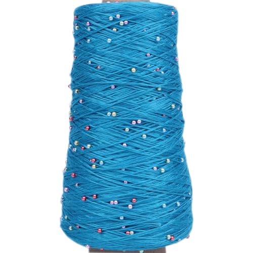 Mercerisiertes Baumwoll-Perlengarn, 1 großer Knäuel, weiches und luxuriöses helles Seiden-Baumwollgarn mit Perle zum Handstricken und Häkeln, insgesamt 350 g (Dailan Blue, L) von LONGJUN