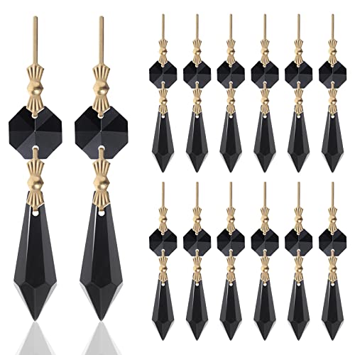 20 Stück schwarze Kristalle, Prismen, Glasspitze, Ersatzperlen, Kronleuchter, Eiszapfen, Anhänger, achteckige Kristallperlen, Goldstifte, Steckverbinder für Lampendekoration, Weihnachtsdekoration 20 Stück schwarze Kristalle, Prismen, Glasspitze, Ersatzperlen, Kronleuchter, Eiszapfen, Anhänger, achteckige Kristallperlen, Goldstifte, Steckverbinder für Lampendekoration, Weihnachtsdekoration von LONGSHENG - SINCE 2001 -