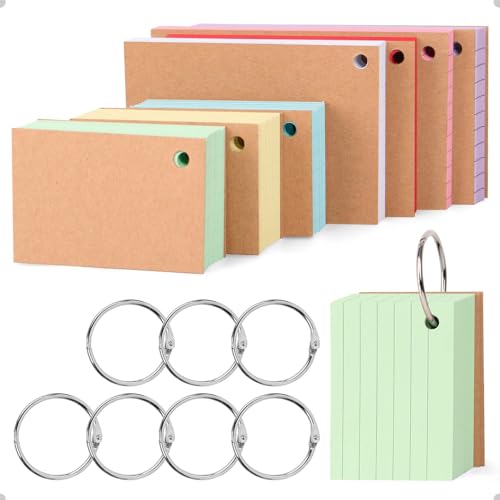 LONHCHI Index Cards A7 A8,500 pieces lined karteikarten, Mit sieben Binderingen, Flashcards vokabelkarten moderationskarten(Sieben Farben) LONHCHI Index Cards A7 A8,500 pieces lined karteikarten, Mit sieben Binderingen, Flashcards vokabelkarten moderationskarten(Sieben Farben) von LONHCHI