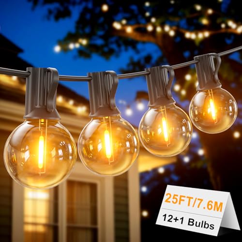 LONIUTO LED Lichterkette Außen, 8M Lichterkette Außen Strom mit 12+1 G40 Glühbirne 2700K Warmweiß,IP45 Wasserdicht Außen Lichterketten für Garten,Terrasse,Partys von LONIUTO