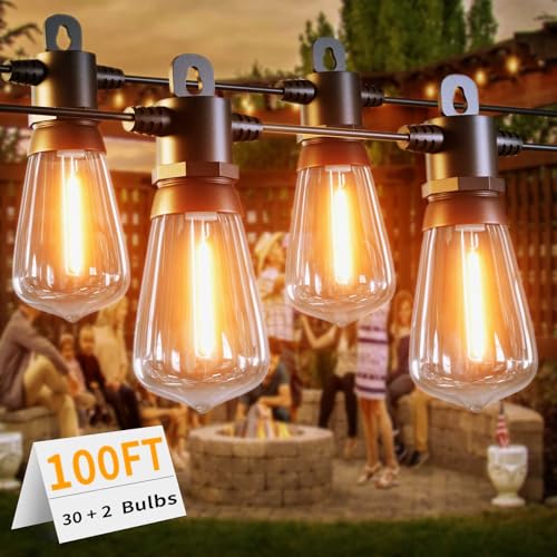 LONIUTO Lichterketten Außen 30M, LED Lichterkette Außen Warmweiß 2700K mit 30+2 E12 Glühbirnen, IP65 Wasserdicht Lichterkette Outdoor für Garten, Bistro, Party von LONIUTO