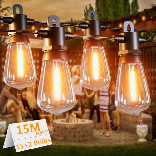 LONIUTO LED Lichterkette Außen 15M, 15+2 ST38 Glühbirne Lichterketten Außen Strom Outdoor 2700K Warmweiß,IP65 Wasserdicht Außen Lichterketten für Garten,Terrasse,Partys,Pavillon LONIUTO LED Lichterkette Außen 15M, 15+2 ST38 Glühbirne Lichterketten Außen Strom Outdoor 2700K Warmweiß,IP65 Wasserdicht Außen Lichterketten für Garten,Terrasse,Partys,Pavillon von LONIUTO