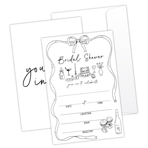 LONLONBANG Handgezeichnete Hochzeitseinladungen für Brautpartys, Hochzeitseinladungen mit Umschlägen, Einladungen für die zukünftige Braut, Gastgeschenk und Zubehör, Hochzeit, Dinner-Party, YT0146, 25 LONLONBANG Handgezeichnete Hochzeitseinladungen für Brautpartys, Hochzeitseinladungen mit Umschlägen, Einladungen für die zukünftige Braut, Gastgeschenk und Zubehör, Hochzeit, Dinner-Party, YT0146, 25 von LONLONBANG
