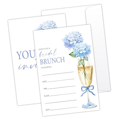 LONLONBANG Hochzeitseinladungen mit Blumenmuster, 25 Stück, blaue Hortensien, Hochzeitseinladungen mit Umschlägen, für Verlobungsparty, Gastgeschenk und Zubehör, Einladungen für Brautbrunch – YT0151 LONLONBANG Hochzeitseinladungen mit Blumenmuster, 25 Stück, blaue Hortensien, Hochzeitseinladungen mit Umschlägen, für Verlobungsparty, Gastgeschenk und Zubehör, Einladungen für Brautbrunch – YT0151 von LONLONBANG
