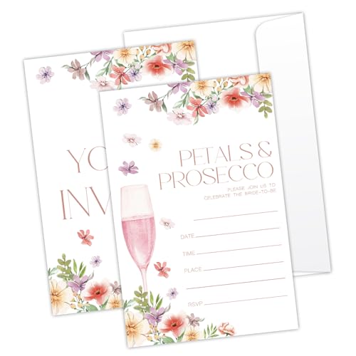 LONLONBANG Hochzeitseinladungen mit Perlen und Prosecco, Blumenmuster, mit Umschlägen, für Mr & Mrs, doppelseitig, zum Ausfüllen, Brautparty, Gastgeschenk und Zubehör, 25 Stück, Rosa LONLONBANG Hochzeitseinladungen mit Perlen und Prosecco, Blumenmuster, mit Umschlägen, für Mr & Mrs, doppelseitig, zum Ausfüllen, Brautparty, Gastgeschenk und Zubehör, 25 Stück, Rosa von LONLONBANG