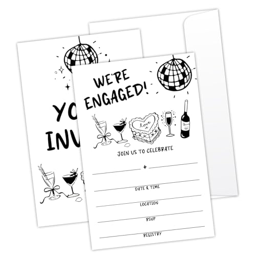 We're Engaged Minimalistische Hochzeitseinladungskarten, handgezeichnete Hochzeitseinladungen mit Umschlägen für Herr und Frau, Verlobungsfeier, Gastgeschenk und Zubehör, Einladungen für Mädchen We're Engaged Minimalistische Hochzeitseinladungskarten, handgezeichnete Hochzeitseinladungen mit Umschlägen für Herr und Frau, Verlobungsfeier, Gastgeschenk und Zubehör, Einladungen für Mädchen von LONLONBANG