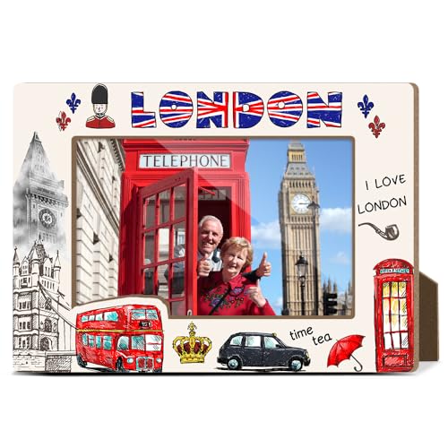 YT0176 Holz-Bilderrahmen mit London-Thema, London-Souvenirs, Fotorahmen, Urlaub, Flitterwochen, Geschenke für Freunde, Familie, Paare, Heimbüro, Schreibtischdekoration, Fotorahmen mit Ständer, für YT0176 Holz-Bilderrahmen mit London-Thema, London-Souvenirs, Fotorahmen, Urlaub, Flitterwochen, Geschenke für Freunde, Familie, Paare, Heimbüro, Schreibtischdekoration, Fotorahmen mit Ständer, für von LONLONBANG