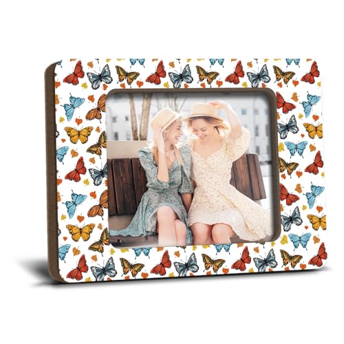 YT0218 Magnetischer Bilderrahmen für den Kühlschrank mit Schmetterlingen, buntes Geschenk für Frauen, Freunde, Mutter, Bestie, Tochter, Geburtstag, Kühlschrank, Zuhause, Spind, Büro, Dekoration, Holz von LONLONBANG