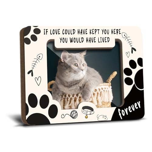 YT0231 Magnetischer Gedenk-Bilderrahmen für Katzenliebhaber, Haustierbesitzer, Gedenkgeschenk für Hundeverlust, Kühlschrankdekoration, "If love Could Have Kept You Here", Holz-Bilderrahmen, 6,3 x 8,9 von LONLONBANG