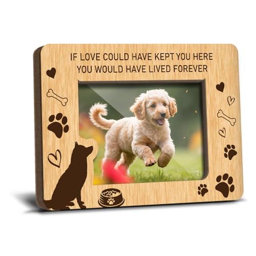 YT0232 Magnetischer Gedenk-Bilderrahmen für Hundemutter, Tierliebhaber, Gedenkgeschenk für den Verlust des Hundes, Kühlschrankdekoration, "If love Could Have Kept You Here", Holz-Bilderrahmen, 6,3 x von LONLONBANG