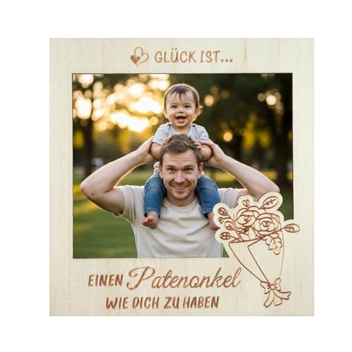 LOOBEAR Geschenk für Patenonkel, Personalisierte Bilderrahmen aus Holz - Magnetischer Bilderrahmen für gemeinsames Bild (Patenonkel) von LOOBEAR