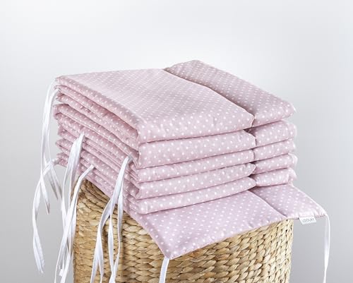 LOOLAY Punkte ROSA 420, 360, 210, 180 x 30 cm für 140 x 70 oder 120 x 60 cm Baumwolle Netzstoff Handmade - PASST NUR ZU DEN ANGEGEBENEN GRÖSSEN ! Altrosa, Staubrossa, Puderrosa (210 cm) von LOOLAY