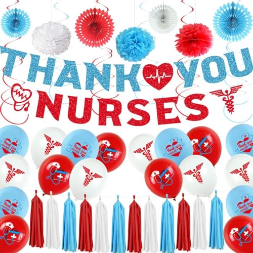 LOONELO Krankenschwester-Abschluss-Partyzubehör, Krankenschwestern Wertschätzungswoche Partydekorationen, Glückwunsch Krankenschwester Banner hängende Wirbel Luftballons Party-Set für LOONELO Krankenschwester-Abschluss-Partyzubehör, Krankenschwestern Wertschätzungswoche Partydekorationen, Glückwunsch Krankenschwester Banner hängende Wirbel Luftballons Party-Set für von LOONELO