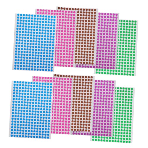 LOORGVEL 10 Blatt Selbstklebende Runde Klebepunkte in Farben Ablösbare Bunte Etiketten für Büro Schule Haushalt Farbige Rundetiketten Praktische Aufkleber zum Markieren und Beschriften von LOORGVEL