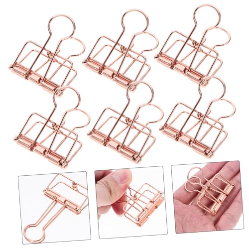 LOORGVEL 10 Stück Metall Binder Clips Büroklammern Rosegold Mittelgroß Langlebige Dokumentenklammern für Akten Notizen Belege und Bürobedarf Praktische Organizer Clips für Zuhause und von LOORGVEL
