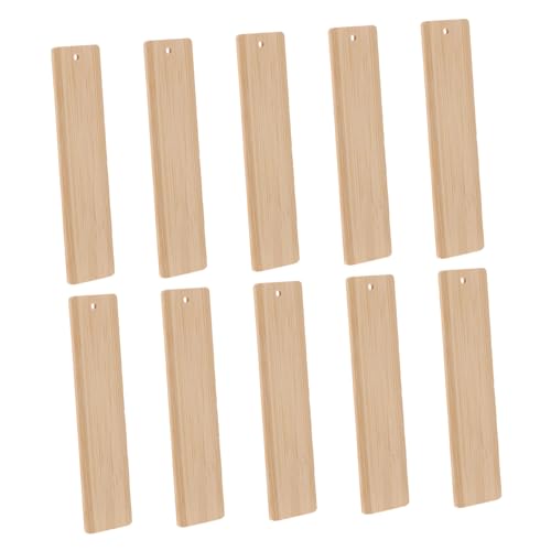 LOORGVEL 10 Stück Teiliges Bambus Lesezeichen Blanko mit DIY Bastelrohlinge Naturbelassen zum Bemalen und Personalisieren für Lehrer und Dekorationen von LOORGVEL