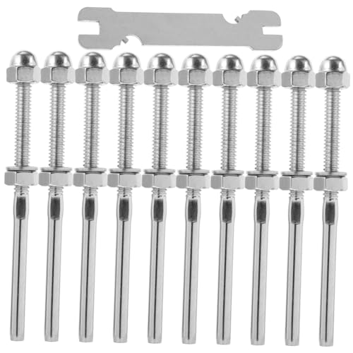 LOORGVEL 10 Stück Teiliges Edelstahl Kabelgeländer Spanner Drahtseil Spannungsklemme für Treppen und Deckgeländer Installieren Geeignet für Holz und Metallpfosten für Innen und von LOORGVEL