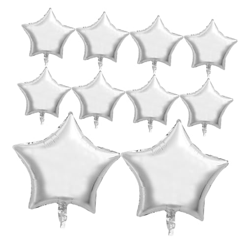 LOORGVEL 10 Stück Teiliges Fünf Punkte Folienballon Silber Wiederverwendbare Stern Folienballons für Hochzeit Geburtstag Valentinstag und Partydekoration Helium und Luftbefüllbar Langlebig LOORGVEL 10 Stück Teiliges Fünf Punkte Folienballon Silber Wiederverwendbare Stern Folienballons für Hochzeit Geburtstag Valentinstag und Partydekoration Helium und Luftbefüllbar Langlebig von LOORGVEL