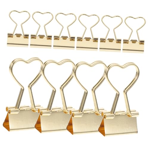 LOORGVEL 10 Stück Teiliges Goldene Büroklammern Lange Klammern Starke Dokumentenhalter Multifunktional Kleine Aktenklammern für Bürobedarf und Organisation von LOORGVEL