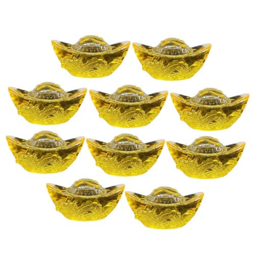 LOORGVEL 10 Stück Teiliges Kristallgoldbarren Drachenmuster Kleine Goldfarbene Yuanbao Figurine Stabile Desktop Dekoration für Wohlstand Propitious Ornament für Zuhause und Büro LOORGVEL 10 Stück Teiliges Kristallgoldbarren Drachenmuster Kleine Goldfarbene Yuanbao Figurine Stabile Desktop Dekoration für Wohlstand Propitious Ornament für Zuhause und Büro von LOORGVEL