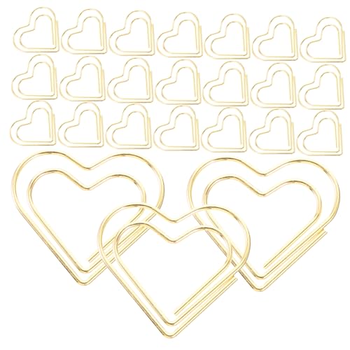 LOORGVEL 100 Stück Herzförmige Büroklammern Metall Kleine Paperclips Stabile Lesezeichen Büroklammern für Dokumente Schule Büro Roségold Praktische Metallklammern von LOORGVEL
