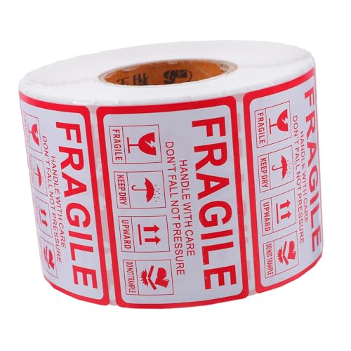 LOORGVEL 1000 Stück Versandaufkleber Fragile Warnetiketten Selbstklebend für Kartons Umzug Verpackung Zerbrechliche Aufkleber Handle With Care Geeignet für Kleine Unternehmen und Logistik von LOORGVEL