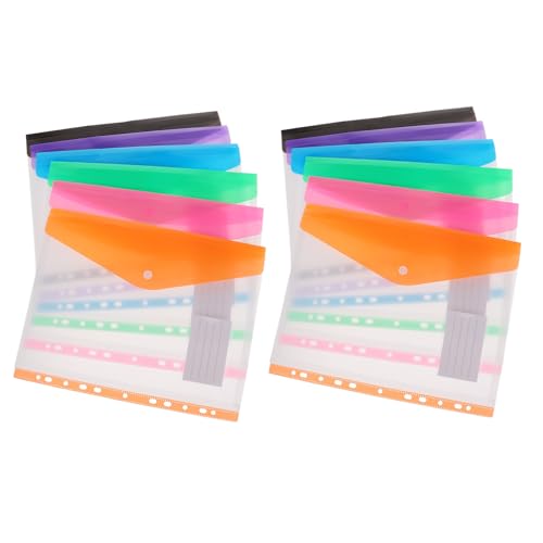 LOORGVEL 12 Stück Teiliges Binder Pockets Halbtransparente Mehrfarbige Dokumententaschen Grün Blau Schwarz Orange Rosa Flexible Lose Aufbewahrung Schützende Klarsichthüllen für Büro und von LOORGVEL