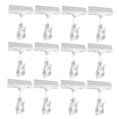 LOORGVEL 12 Stück Teiliges Drehbare Kunststoff Etikettenhalter Clips für Preisschilder Wiederverwendbar Vielseitig Einsetzbar für Einzelhandel Supermärkte Geschäftsausstellung und von LOORGVEL
