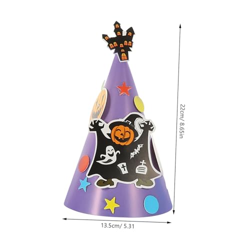 LOORGVEL 12 Stück Teiliges Halloween DIY Papier Kostümhut Bunte Cartoon Hüte aus Sicherem Papier Kreative Bastelaktivität für Handwerkliche und Festliche Halloween Dekoration von LOORGVEL