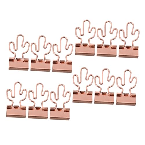 LOORGVEL 12 Stück Teiliges Metall Büroklammern Kleine Binder Clips Rosegold Cactus Farbe Starke Papierklammern für Dokumente und Akten Bürobedarf Schreibwaren Organizer von LOORGVEL