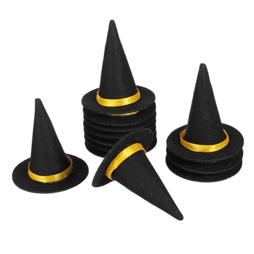 LOORGVEL 12 Stück Teiliges Mini Hexenhüte aus Filz Halloween Flaschenhüte und Partydeko Vielseitige DIY Bastelaccessoires für Halloween Feiern und Weinflaschen Dekoration von LOORGVEL