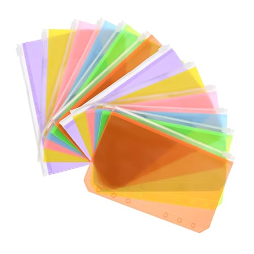 LOORGVEL 12 Stück Teiliges PVC Reißverschluss Beutel Farbige Matte Ordner Taschen Transparente Sammelmappen für Quittungen Dokumente Büroorganisation Langlebig Vielseitig Einsetzbar von LOORGVEL