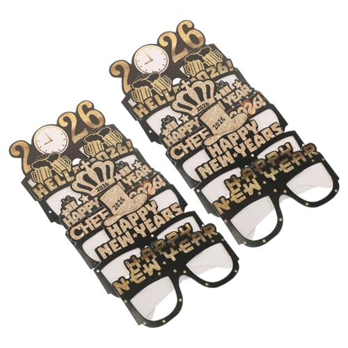 LOORGVEL 12 Stück Teiliges Papierbrillen Schwarz-gold Year Partybrillen mit Auffälligen Designs Leichtes Tragegefühl für Erwachsene Festliche Foto-requisiten für Silvesterfeiern von LOORGVEL