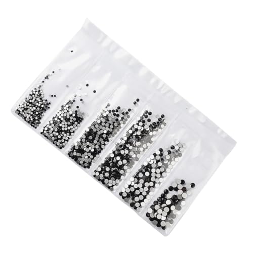 LOORGVEL 1364 Stück Teiliges Nagelkunst Schwarz Flache Glassteine für Maniküre Zubehör Langlebige Leichte Nail Art Dekoration für Frauen und DIY Nageldesign von LOORGVEL