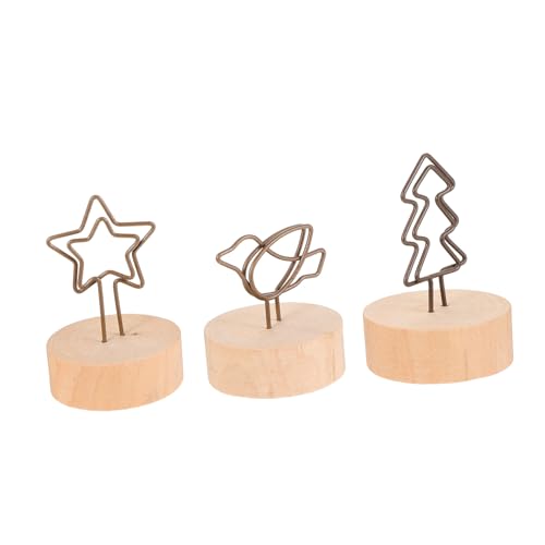 LOORGVEL 15 Stück Teiliges Holz Memo Clips mit Stabilem Holzsockel Vielseitig als Fotohalter Tischkarten Notizhalter für Restaurant Büro und Zuhause Geeignet für Dicke und Dünne Karten von LOORGVEL