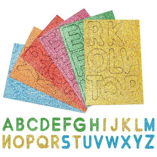 LOORGVEL 156 Stück Teiliges Selbstklebende Moosgummi Buchstaben Sticker Glitzer für Basteln und Dekorieren für Wandgestaltung und Scrapbooking von LOORGVEL