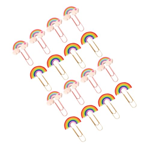 LOORGVEL 16 Stück Teiliges Bunte Flexible PVC Papierklammern in Regenbogenfarben Kleine Vielseitige Büroklammern mit Starker Klemmkraft als Dekorative Lesezeichen für Büro Schule und von LOORGVEL