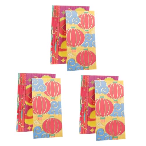 LOORGVEL 18 Stück Teiliges Rote Geldumschläge aus Irisierendem Papier Langlebig und Reißfest für Chinesisches Neujahr Bunte Cartoon motive Traditionelle Festgeld taschen für Lunar Year von LOORGVEL