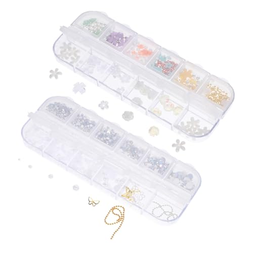 LOORGVEL 2 Boxen Nagelkunst Nail Charms mit Perlen Ab Strasssteinen Kleine Nageldekorationen für Damen und Mädchen Langlebige Nail Decors für Maniküre und DIY Nageldesign für Partys und LOORGVEL 2 Boxen Nagelkunst Nail Charms mit Perlen Ab Strasssteinen Kleine Nageldekorationen für Damen und Mädchen Langlebige Nail Decors für Maniküre und DIY Nageldesign für Partys und von LOORGVEL