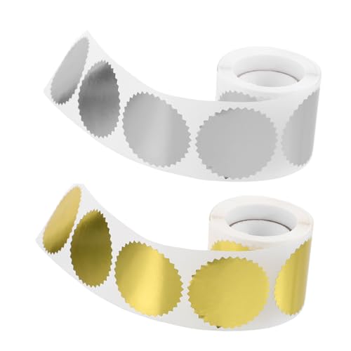 LOORGVEL 2 Rollen Geprägte Siegelaufkleber mit Gezacktem Selbstklebend Starke Haftung Verschleißfestes Glasinepapier Vielseitig für Urkunden Dokumente Verpackungen Silberfarben LOORGVEL 2 Rollen Geprägte Siegelaufkleber mit Gezacktem Selbstklebend Starke Haftung Verschleißfestes Glasinepapier Vielseitig für Urkunden Dokumente Verpackungen Silberfarben von LOORGVEL