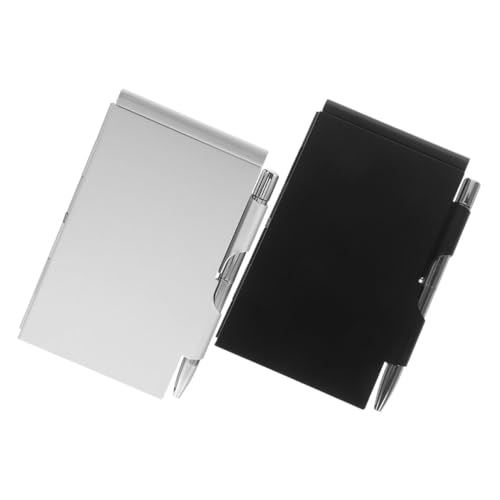 LOORGVEL 2 Sätze Aluminiumlegierung Mini Notizbuch mit Integriertem Stift Tragbares Leichtes Notizblock Halter Schwarz und Silber Multifunktional für Büro und Unterwegs LOORGVEL 2 Sätze Aluminiumlegierung Mini Notizbuch mit Integriertem Stift Tragbares Leichtes Notizblock Halter Schwarz und Silber Multifunktional für Büro und Unterwegs von LOORGVEL