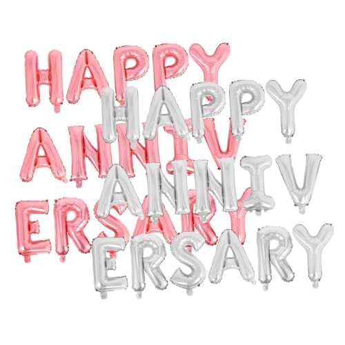 LOORGVEL 2 Sätze Happy Anniversary Luftballons Aluminiumfolie Buchstabenballons Silber Roségold für Hochzeitsjubiläum Dekoration Schnell Aufblasbar Romantische Partygestaltung LOORGVEL 2 Sätze Happy Anniversary Luftballons Aluminiumfolie Buchstabenballons Silber Roségold für Hochzeitsjubiläum Dekoration Schnell Aufblasbar Romantische Partygestaltung von LOORGVEL