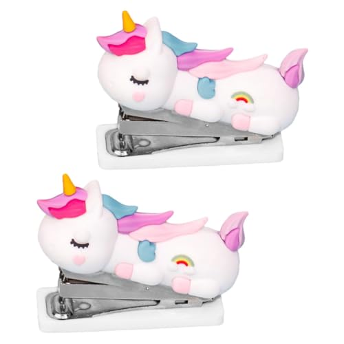 LOORGVEL 2 Stück Niedlicher Einhorn heftgerät Handlicher Bürohefter mit Stabiler Heftleistung Praktisch Leicht Tragbar für Schule Büro Zuhause und Unterwegs von LOORGVEL