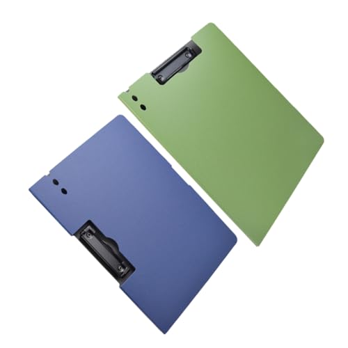 LOORGVEL 2 Stück Praktische Klemmbretter Langlebige Schreibmappen mit Glatter Schreibfläche Leichter Mobiler Dokumentenhalter für Büro Schule und Konferenzen in Blau und Grün von LOORGVEL