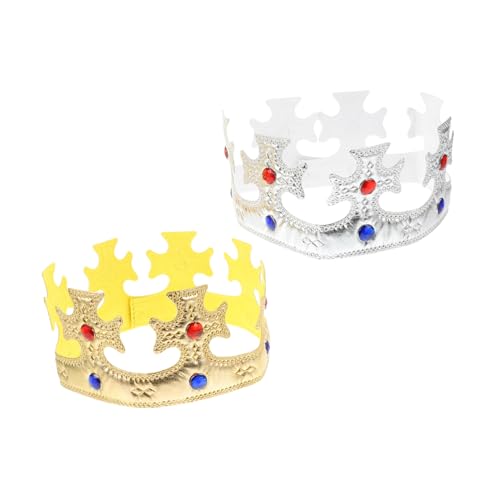 LOORGVEL 2 Stück Teiliges Gold Silber Leichte Tiara Krone mit Funkelnden Schmucksteinen für Party Fotorequisiten Bühnenperformance Rollenspiel von LOORGVEL