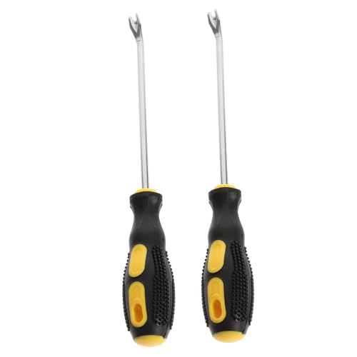 LOORGVEL 2 Stück Teiliges Heftklammerentfernungswerkzeug aus Gehärtetem Kohlenstoffstahl mit Förmiger Spitze Ergonomischem Softgriff Leicht und für Polsterarbeiten Bodenverlegung und von LOORGVEL