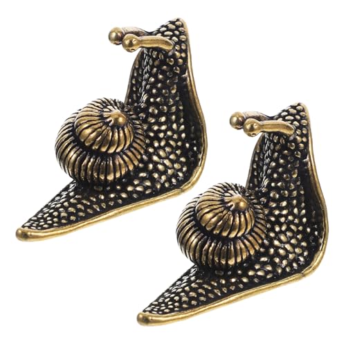 LOORGVEL 2 Stück Teiliges Messing Schnecken Dekoratives Tee Haustier Ornament Multifunktionale Desktop Deko für Büro Wohnzimmer Geschenkidee Langlebig von LOORGVEL