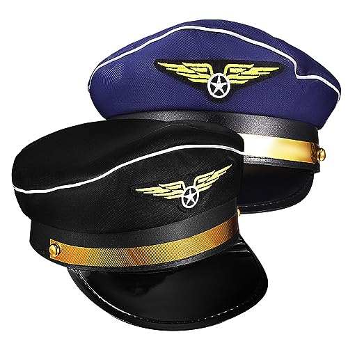 LOORGVEL 2 Stück Teiliges Pilotenkappen Captain Mütze Airplane Stewardess Cosplay Kostüm Zubehör für Karneval Bühnenauftritte Damen und Herren LOORGVEL 2 Stück Teiliges Pilotenkappen Captain Mütze Airplane Stewardess Cosplay Kostüm Zubehör für Karneval Bühnenauftritte Damen und Herren von LOORGVEL